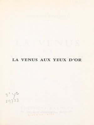 cover image of La Vénus aux yeux d'or